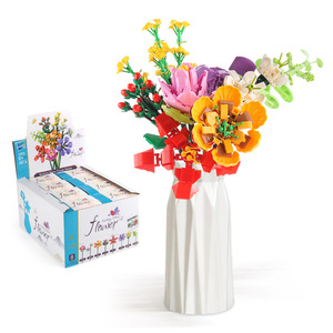 Juego de bloques de construcción educativos para niños transfronterizos, modelo de juguete 1:8, modelos populares de simulaciones de flores de partículas pequeñas de peonía rosa - Product Image 1