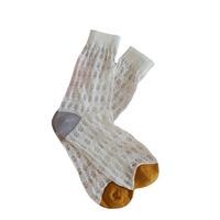 Chaussettes mi-mollet pour femme, fines, en coton et maille respirante, style coréen, à blocs de couleur contrastants, ajourées et froncées, pour l'été, vendues à l'unité