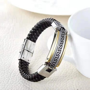High Quality Wholesale Custom <b>Men</b> Bracelet Stainless Steel Magnetic Leather Bracelet - Product Image 4