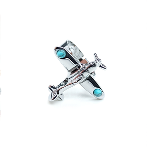 Bagues tendance en acier inoxydable 316L avec placage or PVD, design épuré durable et résistant, accents turquoise - Product Image 2