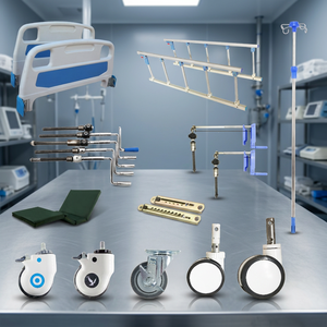Modern Portable Adjustable Hospital <b>Bed</b> Accessories for Hotel Bathroom Use Stainless Steel-Guardrail Hand Crank <b>Casters</b> Patient - Product Image 3