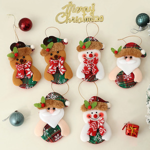 LINGKAI Plaid Fabric Christmas Ornaments Santa Snowman <b>Gingerbread</b> Man Doll Pendant Xmas Tree Hanging <b>Decor</b> - Product Image 2