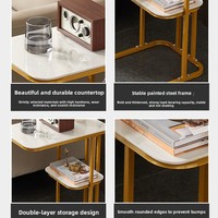 Table d'appoint moderne en métal à double niveau pour salon, chambre, bureau, balcon, appartement, entrée, villa, hôtel