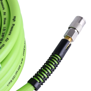 Tuyau d'air hybride léger et robuste 3/8\", tuyau de compresseur <span class=keywords><strong>flexible</strong></span> tout temps avec embout de raccordement et limiteur de flexion 26-252 pieds - Product Image 6