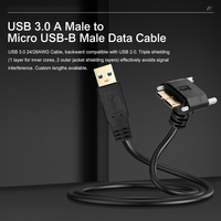 Cable de Datos Industrial USB 3.0 a Micro USB B Macho con Bloqueo, Triple Blindaje, 5Gbps, para Cámara de Visión Artificial