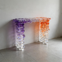 Table console en acrylique, table d'appoint en acrylique, design artistique personnalisé, mobilier d'intérieur de luxe, villa, entrée, couloir
