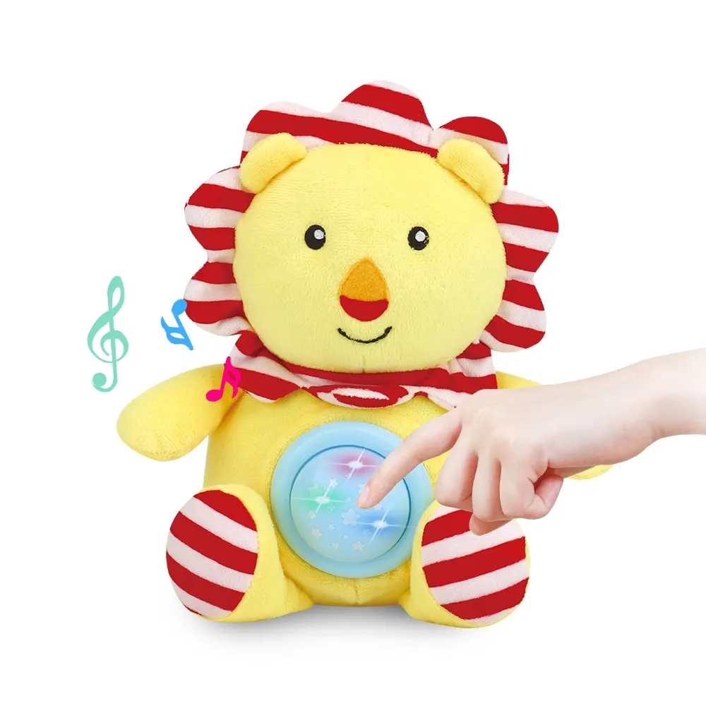 Boneka Hewan Lion Star Proyektor Bintang Malam Mainan Mewah Bayi Mewah Mainan Boneka Musik Sejuk Suara Putih Mainan Tidur