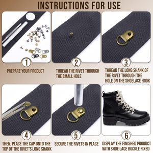 Sets Boot Lace Hooks Metal D Rings Shoes Lace Buckles With Rivets For Hiking Boot Repair Kit Shoe Tumbler <b>Wrap</b> Cup Leather Bag P - Product Image 5
