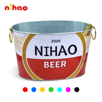 NIHAO 3L 10L 15L Bacs à glace ovales en acier galvanisé, bacs à boissons personnalisables pour bars commerciaux