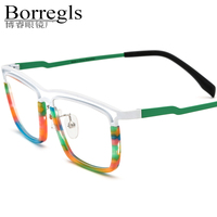 Monture de lunettes Borregls en acétate et titane pour femmes, lunettes carrées vintage de haute qualité, lunettes optiques rétro pour hommes 185799