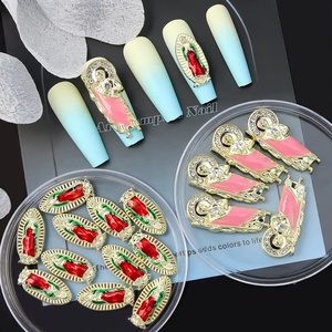 เวอร์จินแมรี่กัวดาลูปสี <span class=keywords><strong>3D</strong></span> เสน่ห์เล็บซานจู๊ด Bling สีชมพูเชอร์รี่เล็บ Rhinestones Bling เพชรโลหะเครื่องประดับเล็บ - Product Image 2