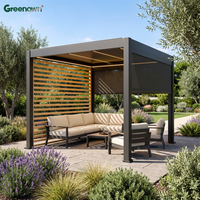 Pergola compacte en aluminium avec toit à lames orientables imperméable pour balcon d'appartement et espaces extérieurs étroits