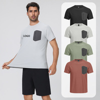 Kaos Olahraga Profesional Bahan Nylon Ringan untuk Olahraga Luar Ruangan Kaos Pria Berkualitas Tinggi Lengan Pendek untuk Golf Tenis