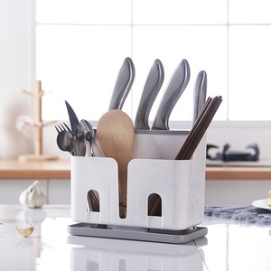 Nordic Style Multifunctional Floor Knife Holder Kitchen Utensils, Chopsticks, Rice Spoon, Storage Plastic Shelf