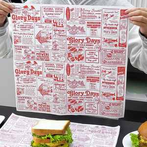 Papier d'emballage biodégradable écologique enduit de PE résistant à la graisse de qualité alimentaire personnalisé pour le pain, les sandwichs, les hamburgers, les frites, les biscuits, l'huile - Product Image 5