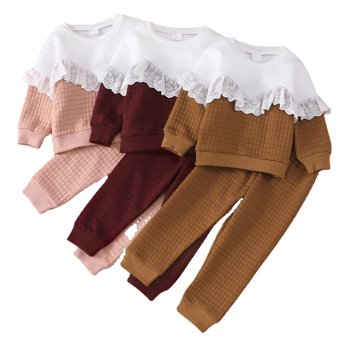 Boutique Langarm Baby Girl Kleidung Set Zweiteilige Kinder tragen Pullover Set Spitze Kind Herbst Kleidung 0-6 Jahre