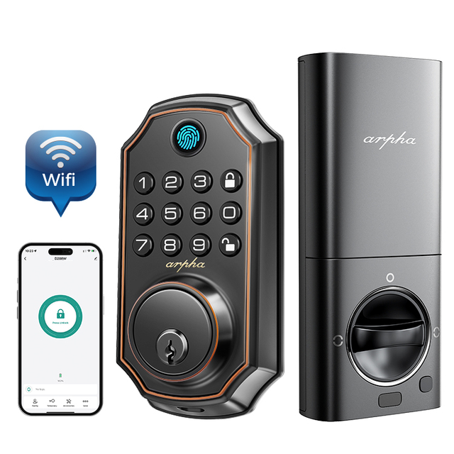 Arpha D280W Compatible Alexa Google Assistant Digital Lock Door WiFi Aluminum Wood Steel Doors Tuya APP Deadbolt Smart Locks