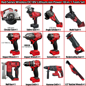 Los Más Vendidos: Juego de Herramientas Eléctricas Multiusos Rojo de 18V con Batería y Cargador, Juego de Herramientas para Clavos - Product Image 2