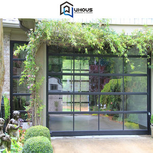 Double <span class=keywords><strong>portail</strong></span> électrique moderne à torsion 16x10 16x7 12x8 tailles personnalisées cadre en aluminium porte <span class=keywords><strong>de</strong></span> <span class=keywords><strong>garage</strong></span> en verre transparent pour villa - Product Image 2