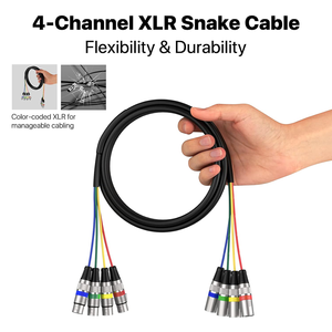 Cables <span class=keywords><strong>XLR</strong></span> tipo serpiente de <span class=keywords><strong>1M</strong></span>, 2M, 3M, 4 colores, cable de conexión de micrófono de 4 canales, cable <span class=keywords><strong>XLR</strong></span> macho a hembra tipo serpiente para estudios de grabación en vivo - Product Image 6