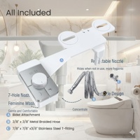 Accessoire de bidet ultra-plat pour toilettes, double buse, lavage arrière et hygiène féminine, pression réglable, non électrique, vente en gros depuis l'entrepôt américain