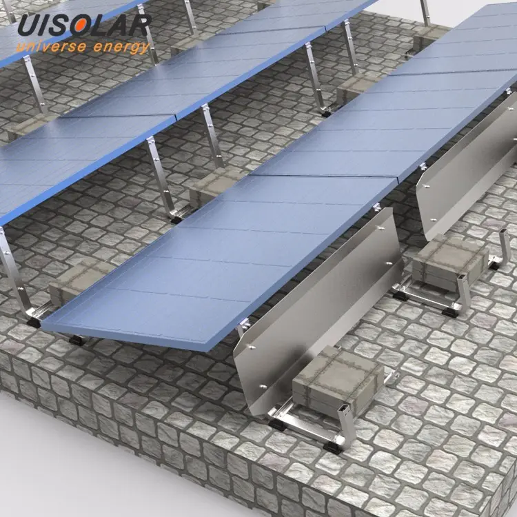 Struttura di montaggio a terra a energia solare sistema di binari in alluminio un tetto in cemento con zavorra a zavorra