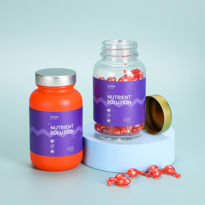 Custom 150ml 200ml 250ml Empty Container Supplement <b>Protein</b> Powder Amber Glass Jar Pill Vitamin Capsule Glass <b>Bottle</b> with Lids - Product Image 3