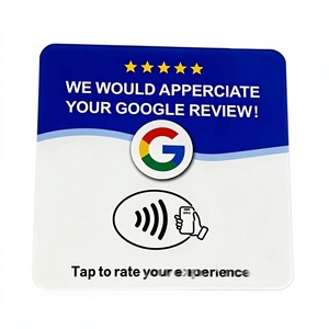 Carte de commentaires Google NFC XCX pour noter, autocollant promotionnel rectangulaire en PVC auto-adhésif avec logo et pelliculage brillant - Product Image 1