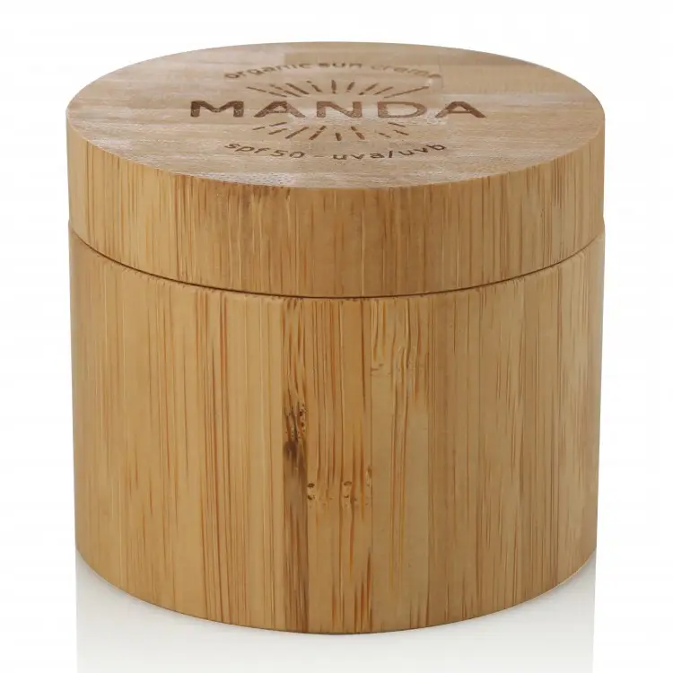 Pot de beurre de karité cosmétique en bambou avec logo de gravure personnalisé intérieur en plastique 5g 15g 30g 50g 100g 150g 200g 250g 400g