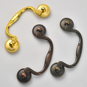 European Style <b>Cabinet</b> Door Handles Zinc Alloy Antique Bronze <b>Gold</b> 95mm Hole Spacing Durable Furniture Hardware - Product Image 2