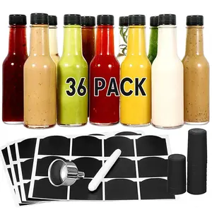 Clear 90ml 3oz 150 ml 5 oz 8oz 250ml woozy bottle vinagre ketchup Chili hot sauce Garrafa de vidro com plástico Caps