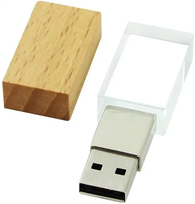 Gitra Wholesale WoodenTransparent Glass USB Flash Drive Wedding Gift 2.0 3.0 Pendrive 8GB 16GB 32GB 64GB USB Stick