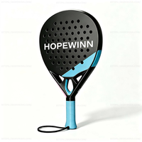 Raquette de padel en fibre de carbone mate avec logo personnalisé, légère, pour le beach tennis, avec grip antidérapant pour jeunes et cordon de sécurité pour le poignet