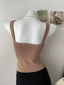 BM-Style personalizado Sexy cuello cuadrado <span class=keywords><strong>tirantes</strong></span> Mujer otoño Slim-Fit Color sólido sin mangas chaleco <span class=keywords><strong>Bandeau</strong></span> camiseta sin mangas para mujer - Product Image 5