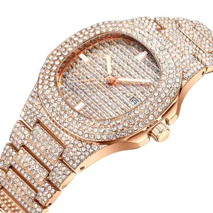 Jam tangan Quartz kalender modis dan trendi Alloy jam tangan tahan air berlian grosir pabrik 2024