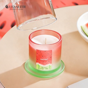 Velas Aromáticas de Soya con Aroma a Sandía Hechas a Mano en Recipiente de Vidrio Transparente |   Velas Perfumadas para Personalización OEM con MOQ Bajo - Product Image 2