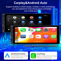 Radio Stereo Universal Android 6.9 Inch 1 Din untuk Dashboard BT FM Carplay Mirror Link Layar Sentuh IPS WIFI GPS 4G 8 Core