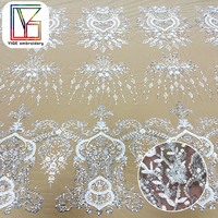 Tissu en dentelle florale française de haute qualité, tissu en dentelle perlée pour mariage, tissu en dentelle africaine avec perles pour robes de mariée pour femmes