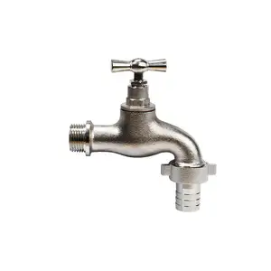 Bibcock verrouillable en laiton 1/2 "-1" filetage coulée Bibcock avec robinets à ouverture rapide nickelés robinets de jardin tuyau Bibcock Bib Tap