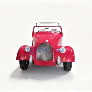 Voiture électrique classique rétro rouge à toit ouvert, 4 places, style vintage - Product Image 1