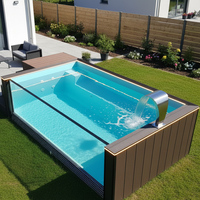 Piscine hors sol sur mesure en conteneur maritime, grande piscine extérieure, spa jacuzzi, maison préfabriquée bleue, Chine