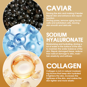 Masque pour les yeux en feuille végétalien hydratant <span class=keywords><strong>anti</strong></span>-rides <span class=keywords><strong>anti</strong></span>-poches sans silicone, enrichi en vitamine E, caviar et algues, pour les <span class=keywords><strong>cernes</strong></span> - Product Image 2