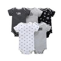 Combinaison bébé en coton à manches courtes pour l'été, 5 pièces, vêtements pour nouveau-nés, vêtements pour tout-petits, vêtements pour bébés garçons, pas cher