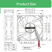Ventilateur de refroidissement électrique étanche DC 8025 80x80x25mm 12V haute vitesse 10000 tr/min IP67 sans balais axial OEM pour équipement industriel