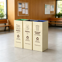 Poubelle de recyclage verticale à 3 compartiments en acier inoxydable de 40 L avec texte en arabe pour le marché du Moyen-Orient - Écologique, à ouverture supérieure, pour usage public