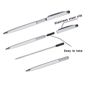 Stylo Bille Métallique 2-en-1 avec Pointe Coupelleuse et Logo Personnalisé – Cadeau Promotionnel Universel pour Téléphone et iPad – Vente en Gros - Product Image 3