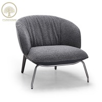 Fauteuil de détente moderne à cadre en acier et assise en velours, inclinable, pour la maison, la chambre, le salon, l'appartement, la villa
