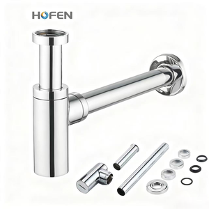 Accessori per <span class=keywords><strong>Bagno</strong></span>, <span class=keywords><strong>Sifone</strong></span> Anti-odore per Lavabo in Ottone Cromato, Stile Lungo e Rotondo - Product Image 1