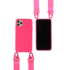 Coque de téléphone avec cordon en silicone pour IPhone Se2, 6 pouces, antivol, avec sangle diagonale, couleur rose - Product Image 1