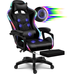 2025 nouveau produit tout <span class=keywords><strong>noir</strong></span> Racing Chaise Silla <span class=keywords><strong>Gamer</strong></span> <span class=keywords><strong>rouge</strong></span> Pu chaise d'ordinateur LED RGB chaise de jeu avec haut-parleurs <span class=keywords><strong>et</strong></span> Massage - Product Image 2